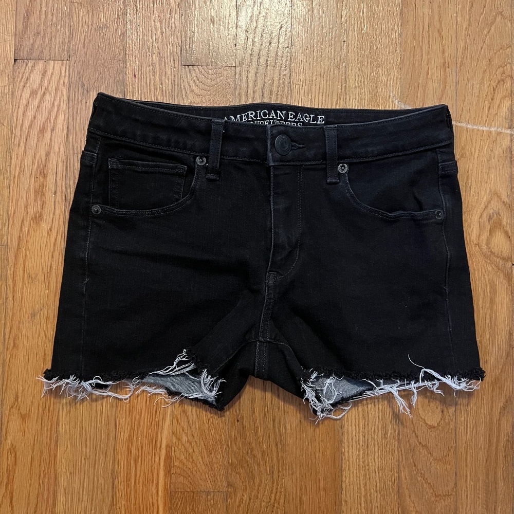 American Eagle Black Cutoff Shorts